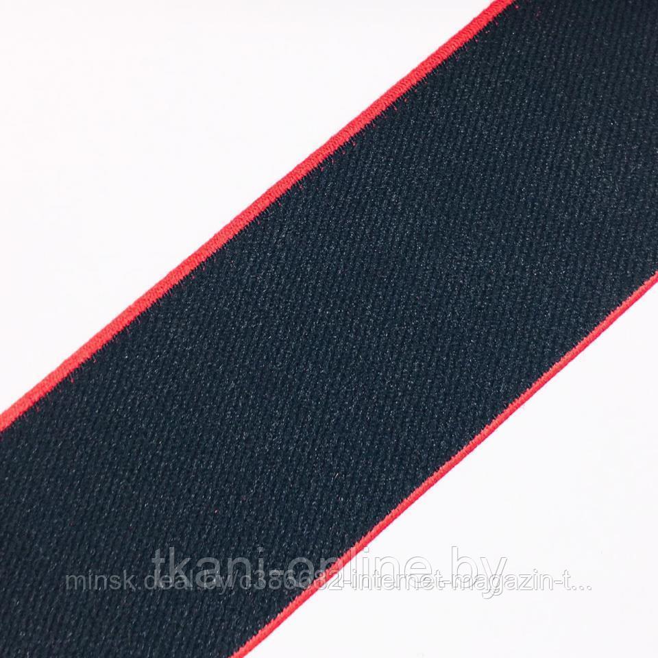 Лента эластичная черная с красным кантом 40 мм