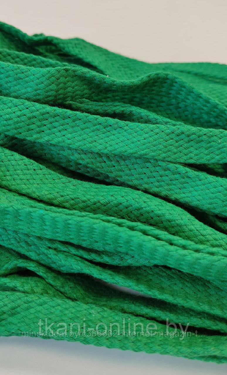 Шнур отделочный плоский 100% хлопок 15мм турецкое плетение Трава