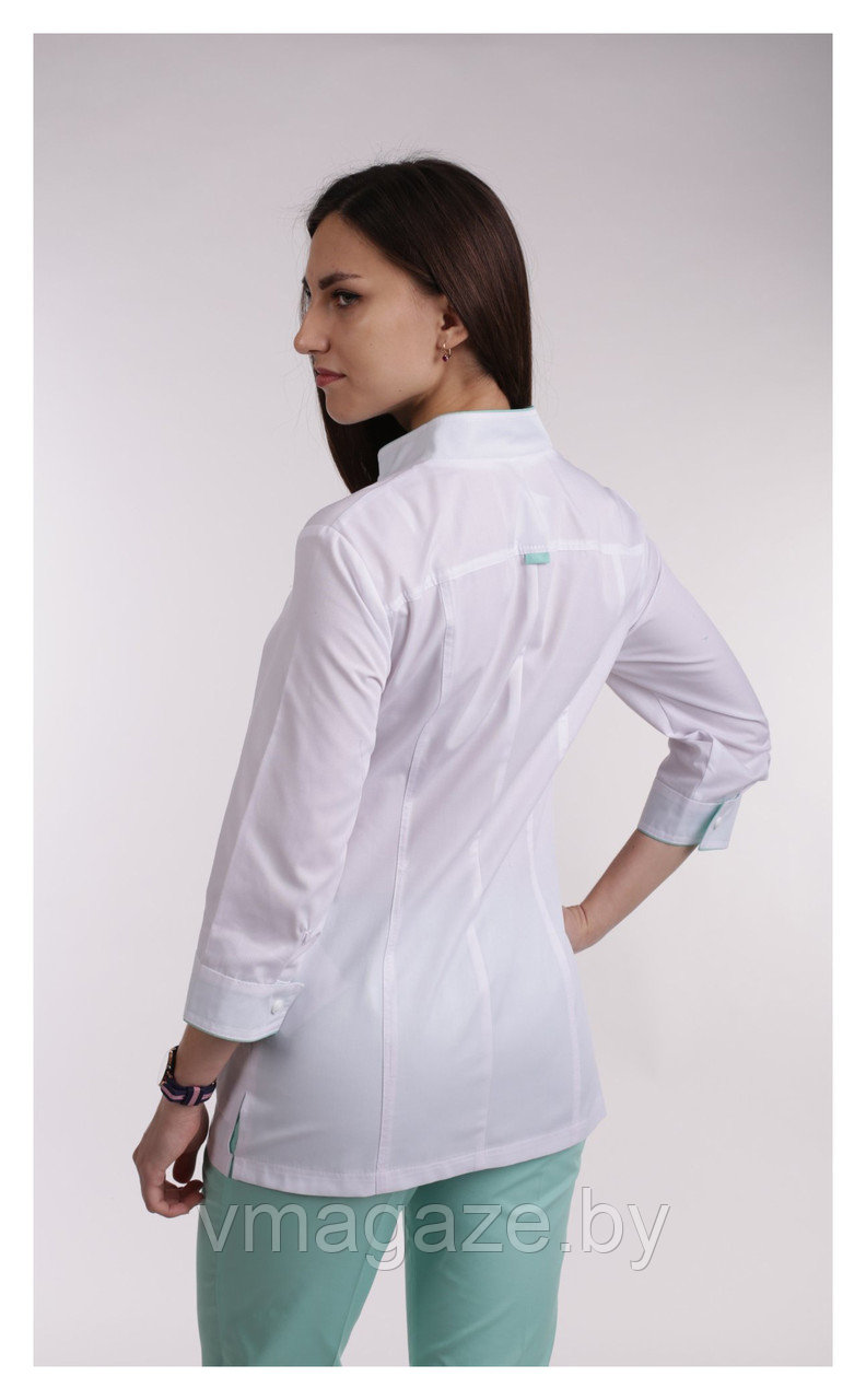 Медицинский костюм, женский (цвет белый, мятный) - фото 3 - id-p176507483