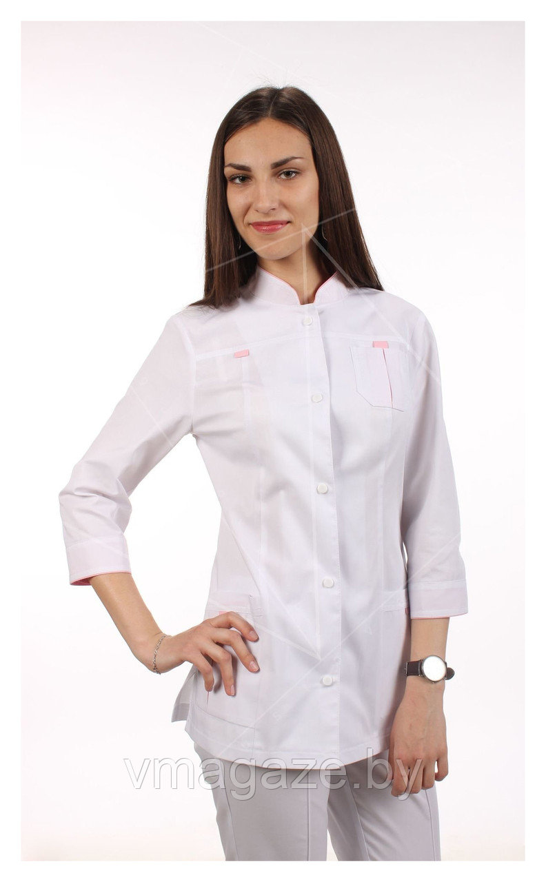 Медицинский костюм, женский (цвет белый, с отделкой) - фото 2 - id-p176507487