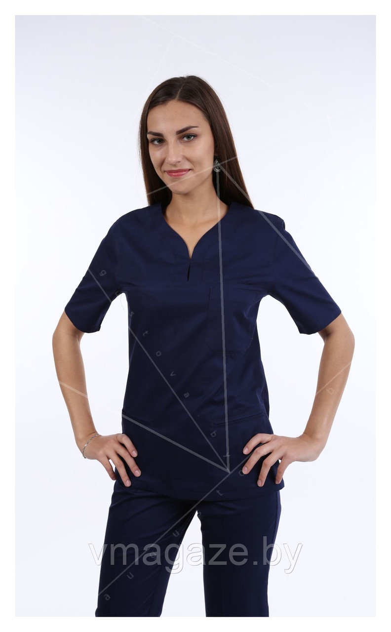 Медицинский костюм, женский М99 (без отделки, цвет т-синий) - фото 2 - id-p176507532