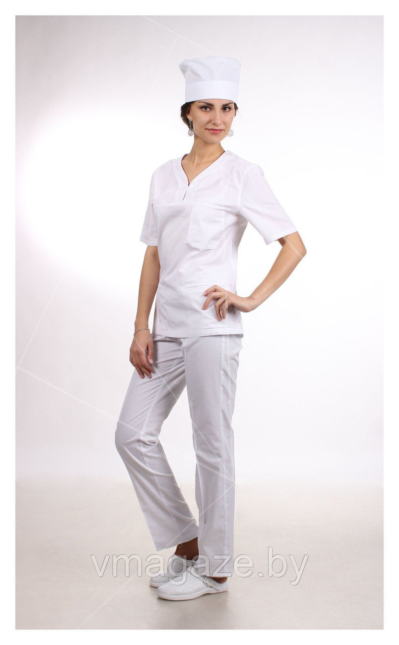 Медицинский костюм, женский М99 (без отделки, цвет белый) - фото 1 - id-p176507538