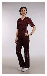 Медицинский костюм, женский М99 (без отделки, цвет бордовый)