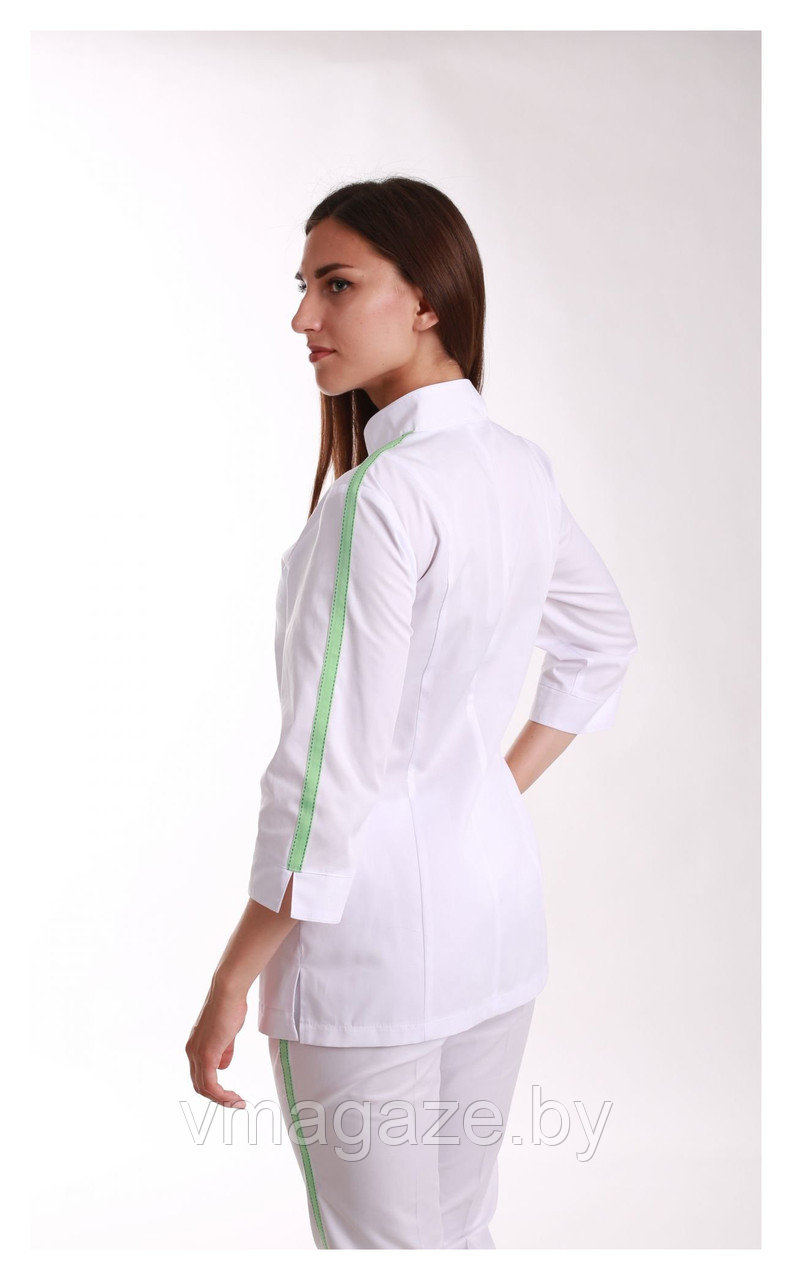 Медицинский костюм, женский, 145 (отделка лайм, цвет белый) - фото 3 - id-p176507556