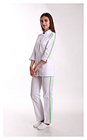 Медицинский костюм, женский, 145 (отделка лайм, цвет белый)