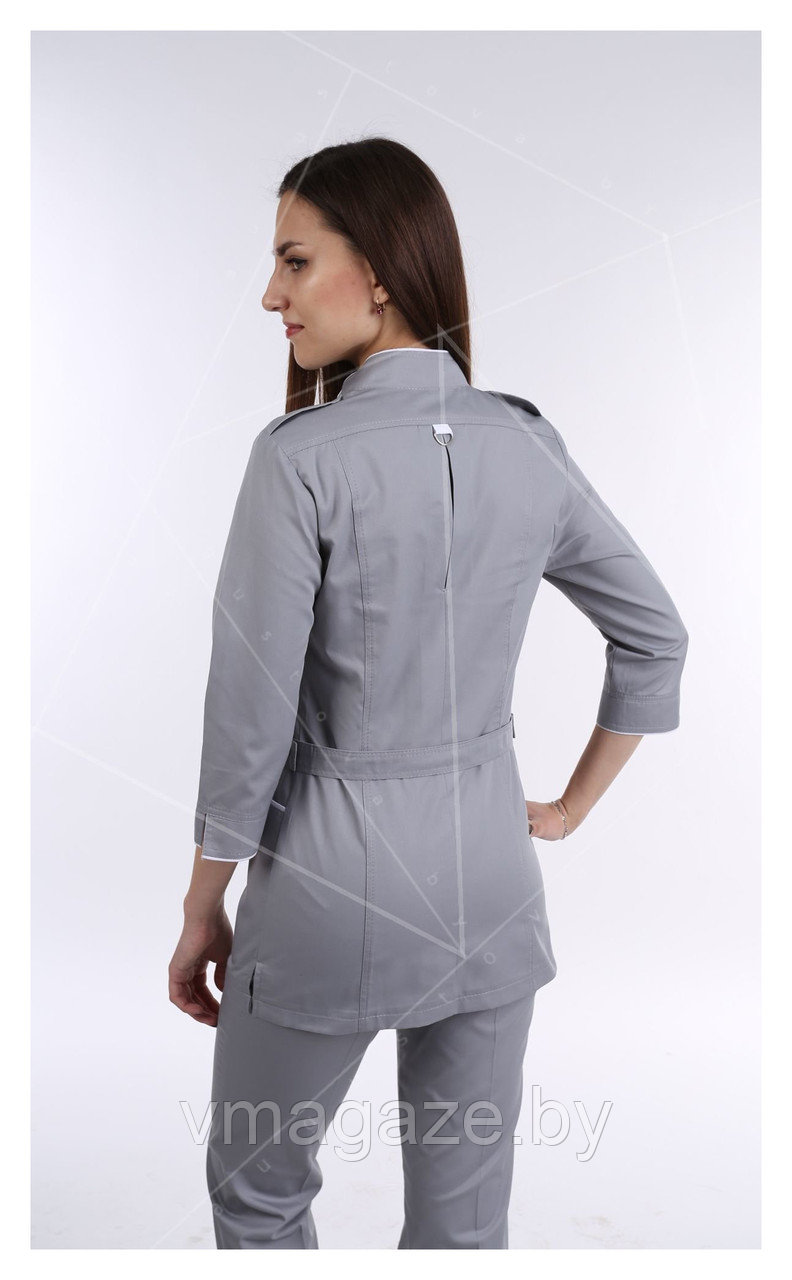 Медицинский костюм, женский М106 (с отделкой, цвет серый) - фото 2 - id-p176507650