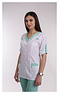 Медицинский костюм, женский (отделка мятная, цвет белый), фото 3