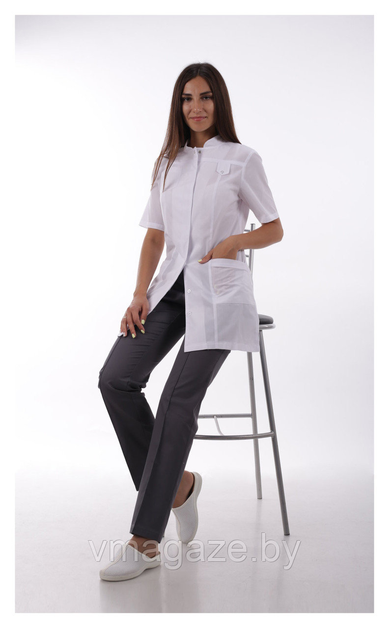 Медицинский костюм, женский (цвет т-серый, белый) - фото 2 - id-p176509092