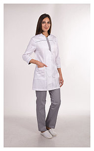 Медицинский костюм, женский (цвет серый, белый)