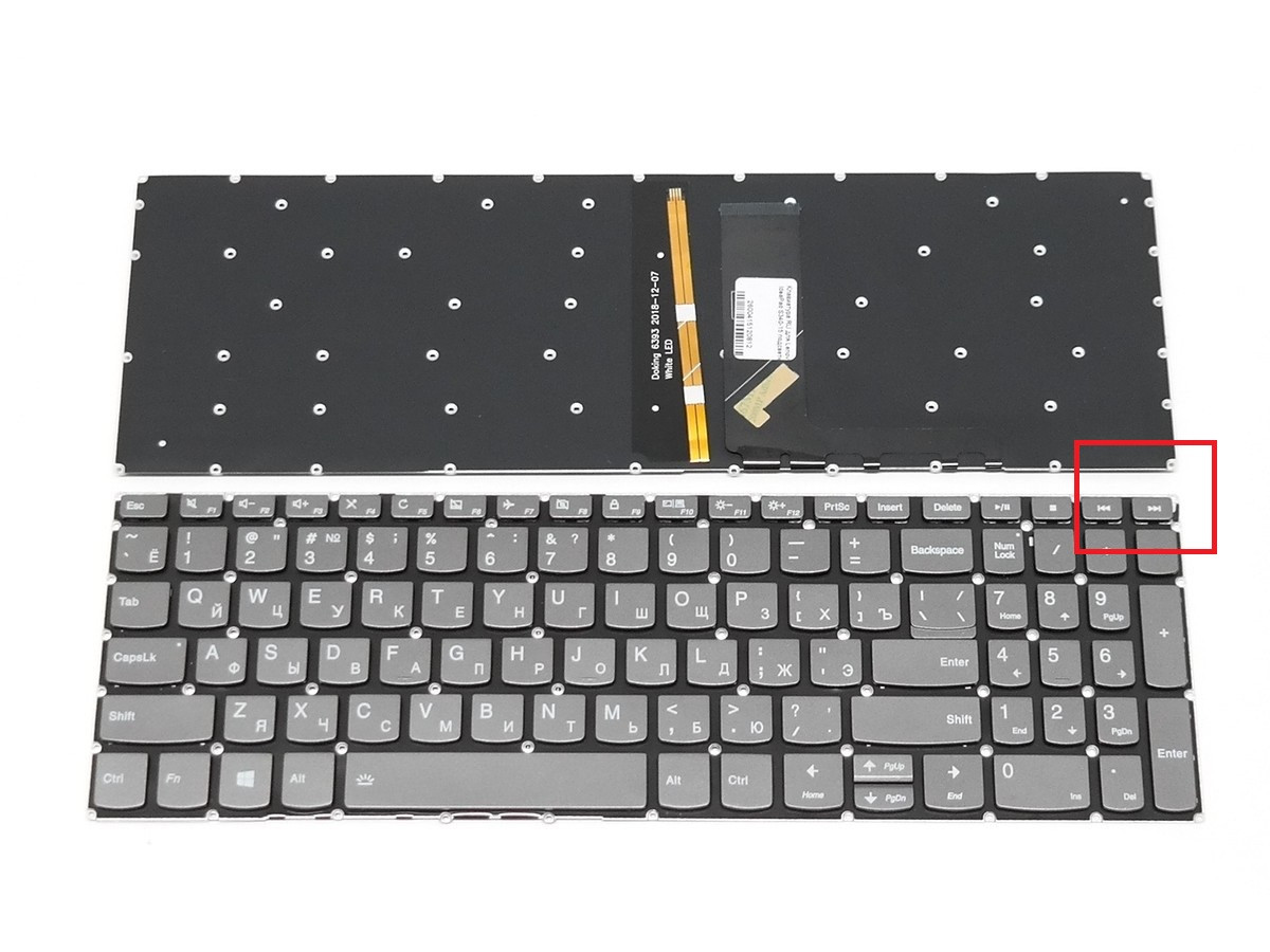 Клавиатура для ноутбука Lenovo IdeaPad s340-15iml s340-15iwl серая белая подсветка - фото 1 - id-p174051090