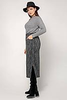 Женская осенняя трикотажная серая деловая большого размера юбка La rouge 7048 графит-(питон) 52р.