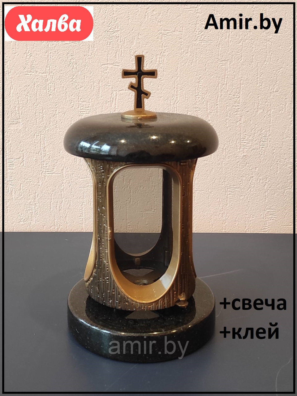Лампада на кладбище/памятник из гранита Габбро Бронза. Высота 28см.. См. описание ниже!!!