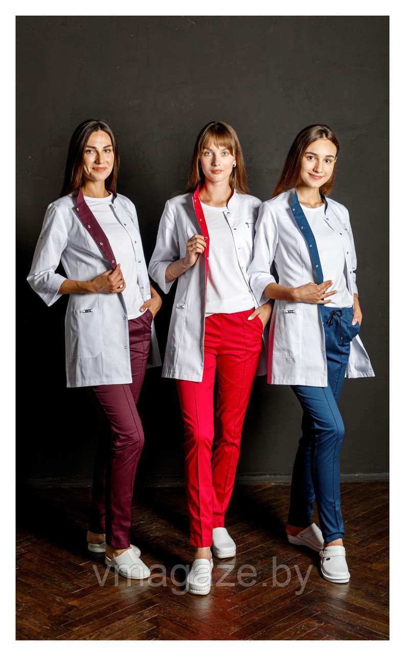 Медицинский костюм, женский (цвет малиновый, белый) - фото 1 - id-p176523068