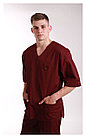 Медицинская блуза "хирург" унисекс (без отделки, цвет бордовый), фото 2