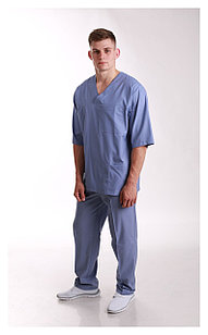 Медицинская блуза "хирург" унисекс (без отделки, цвет васильковый)