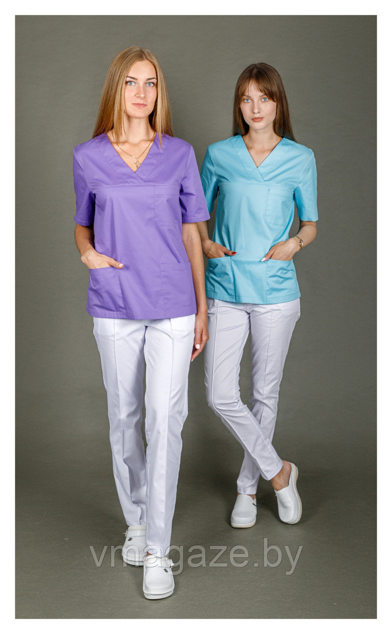 Медицинская женская блуза "хирург"стрейч (цвет уточняйте) - фото 2 - id-p176523085