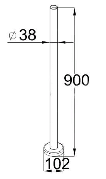 Готовая стойка с фланцем, диаметром 38 мм (AISI304), арт. 701