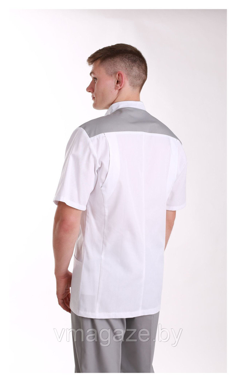 Медицинский костюм, мужской (цвет серый, белый) - фото 2 - id-p176523967