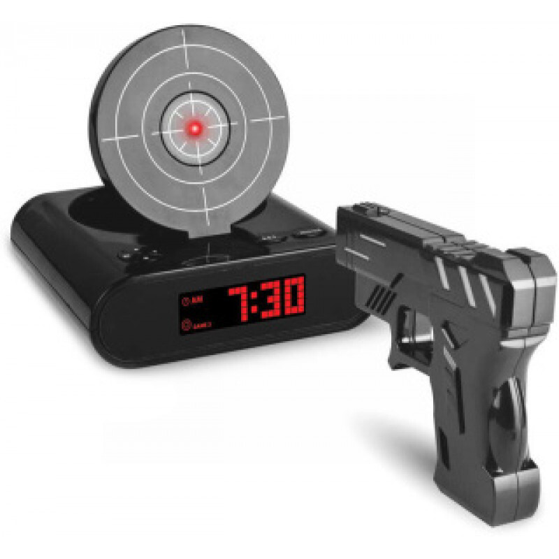 Будильник-мишень Gun Alarm Clock (цвет - черный) - фото 3 - id-p145925680