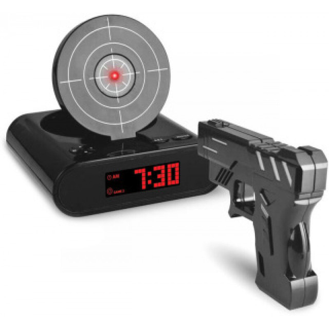 Будильник-мишень игра на меткость Gun Alarm Clock (цвет: черный)