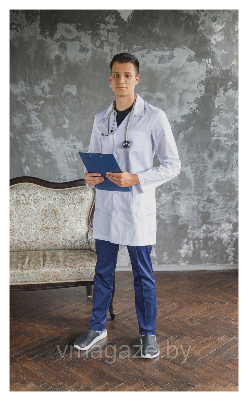Медицинский халат, мужской (без отделки, цвет белый) - фото 1 - id-p176524042