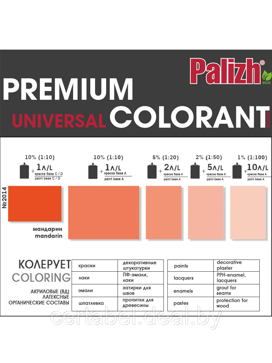 Паста колеровочная МАНДАРИН Palizh Premium светостойкая (100мл) ЩЕЛОЧЕСТОЙКАЯ - фото 2 - id-p176524392