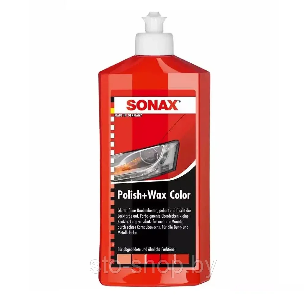 Sonax 296 400 Воск полировочный цветной красный Polish + Wax Color 500мл