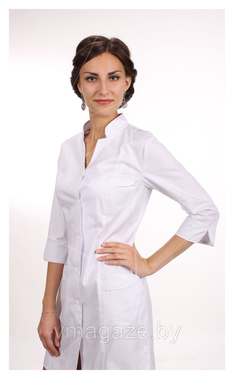 Медицинский халат, женский (без отделки, цвет белый) - фото 5 - id-p176527212