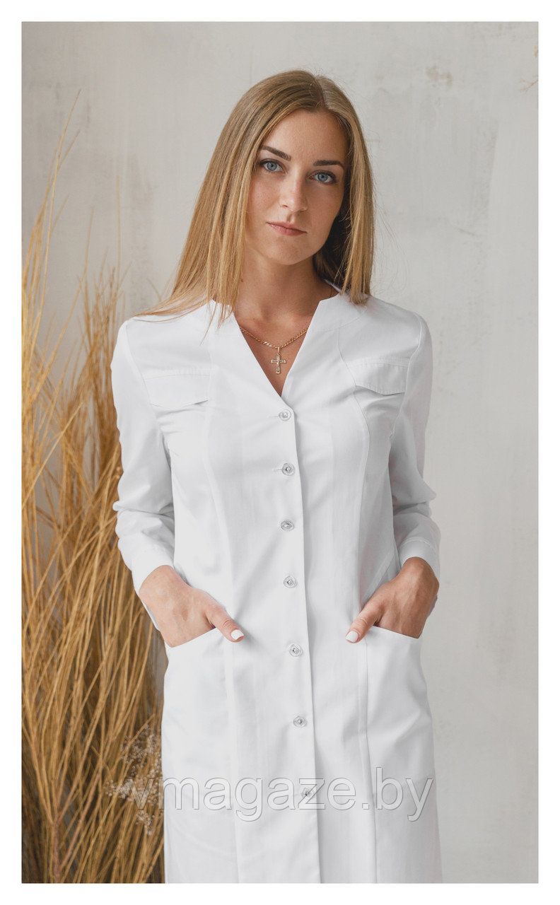 Медицинский халат, женский (без отделки, цвет белый) - фото 2 - id-p176529485