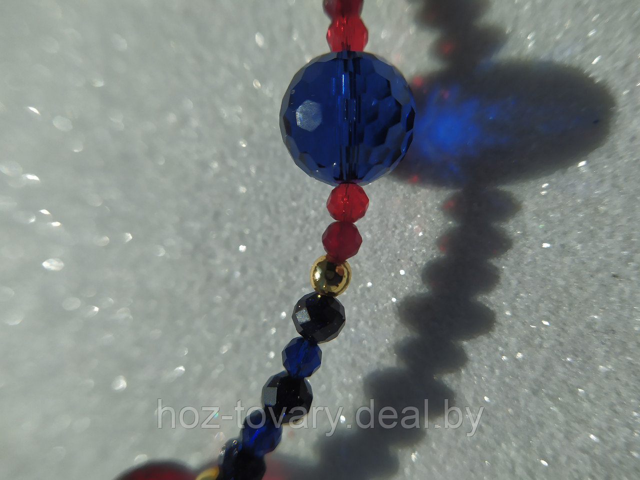 Чокер Колье "Сине-Красный" из коралла, солнечного камня и чешских стеклянных бусин арт. БА 360 - фото 6 - id-p176539387