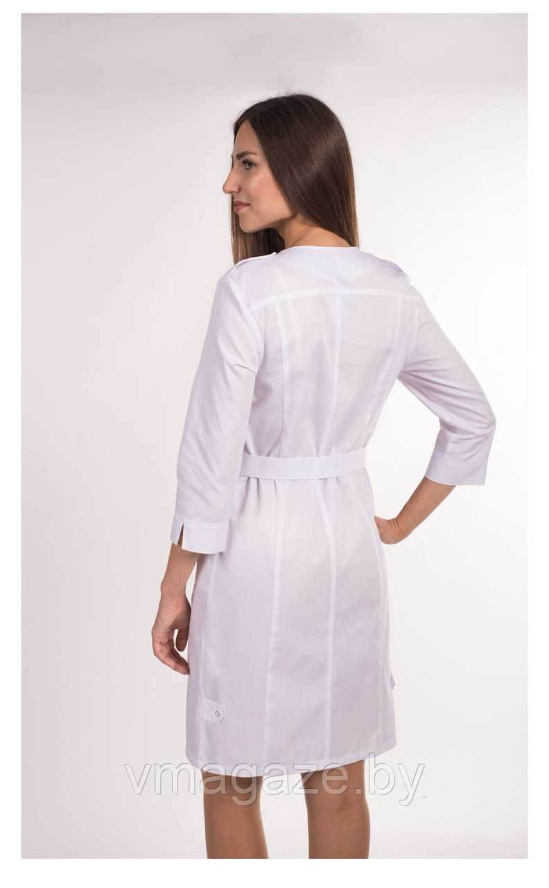 Медицинский халат, женский (отделка цветная, цвет белый) - фото 6 - id-p176539899