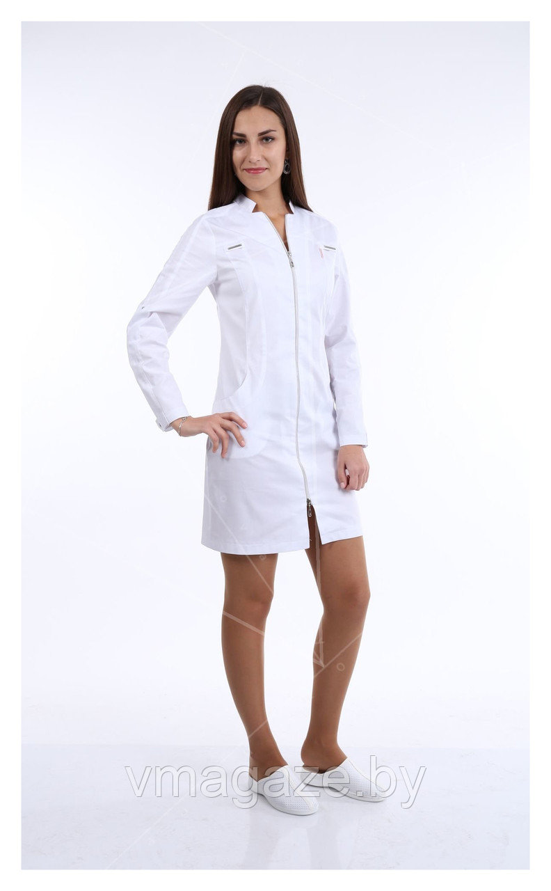 Медицинский халат, женский (без отделки, цвет белый)