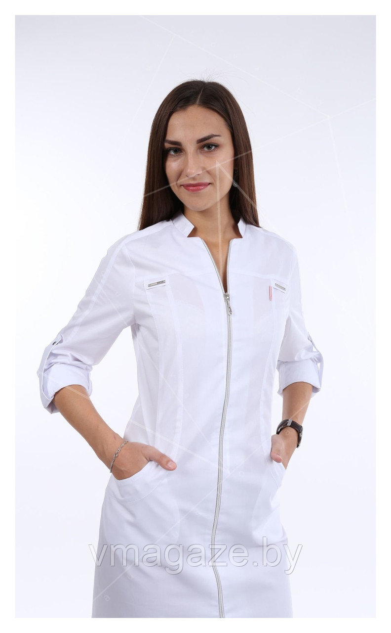 Медицинский халат, женский (без отделки, цвет белый) - фото 3 - id-p176539916
