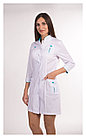 Медицинский халат, женский (отделка бирюза, цвет белый), фото 5