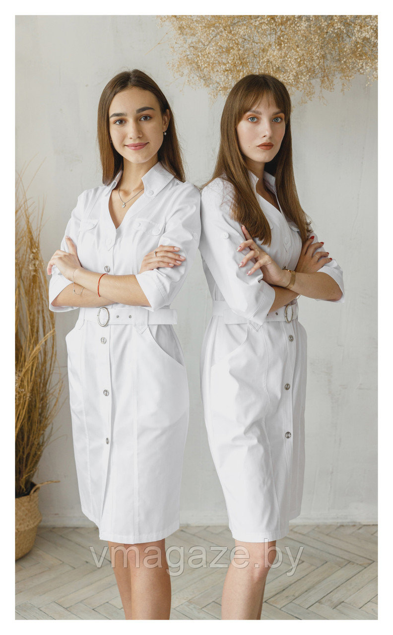 Медицинский халат, женский (без отделки, цвет белый) - фото 6 - id-p176540764