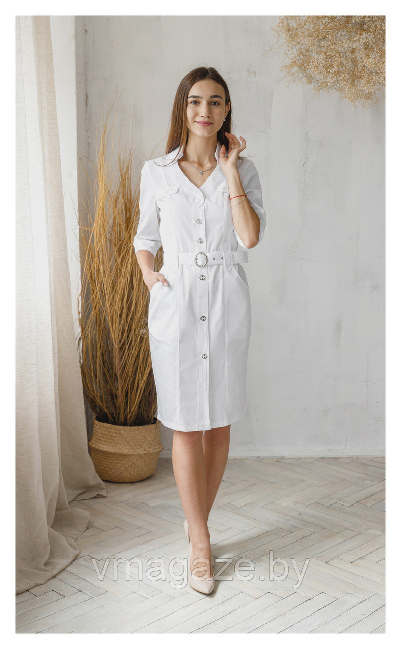 Медицинский халат, женский (без отделки, цвет белый) - фото 1 - id-p176540764