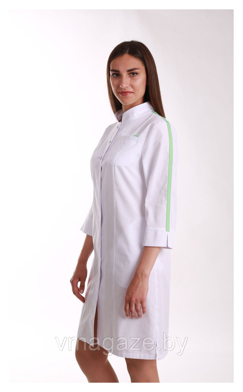 Медицинский халат, женский (отделка лайм, цвет белый) - фото 2 - id-p176540795