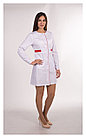 Медицинский халат, женский (отделка малиновая, цвет белый), фото 2