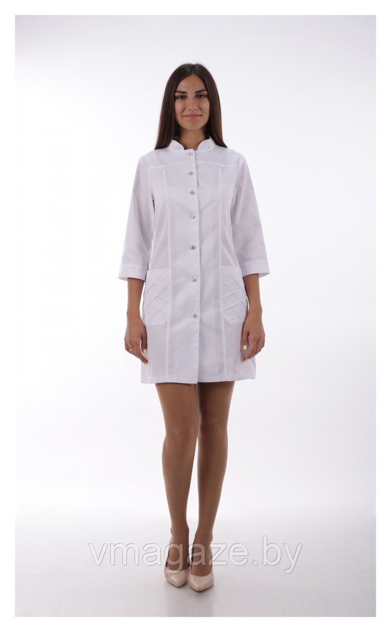 Медицинский халат, женский (без отделки, цвет белый) - фото 1 - id-p176540829