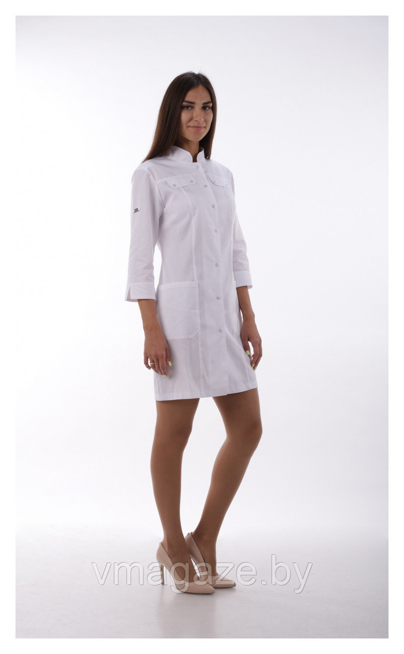 Медицинский халат, женский (без отделки, цвет белый) - фото 1 - id-p176540830