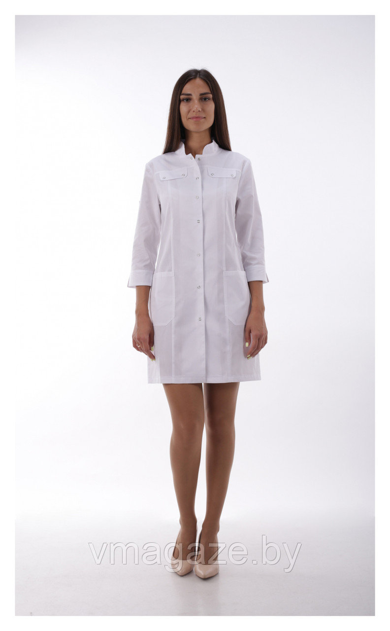 Медицинский халат, женский (без отделки, цвет белый) - фото 2 - id-p176540830