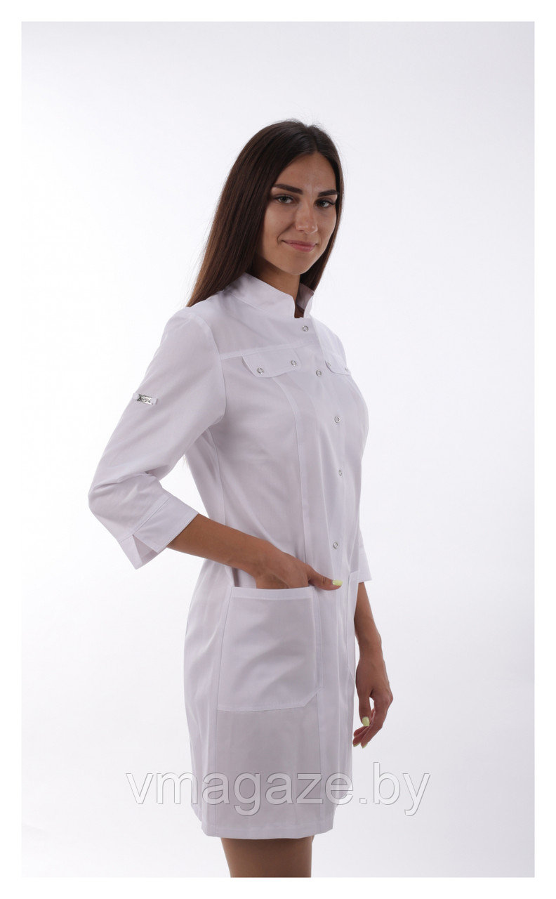 Медицинский халат, женский (без отделки, цвет белый) - фото 7 - id-p176540830