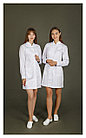 Медицинский халат, женский (отделка мятная, цвет белый), фото 5