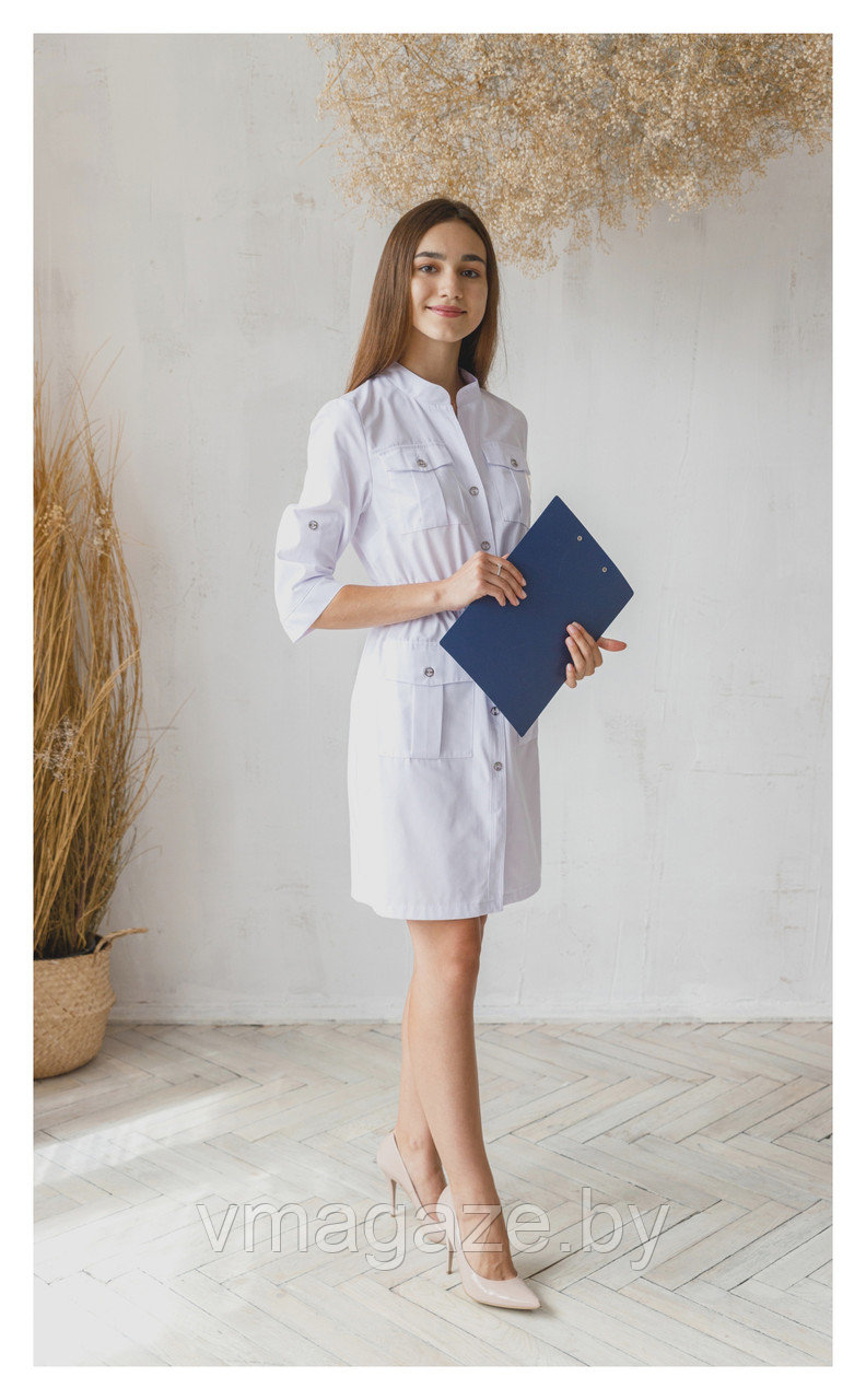 Медицинский халат, женский (без отделки, цвет белый) - фото 1 - id-p176540834