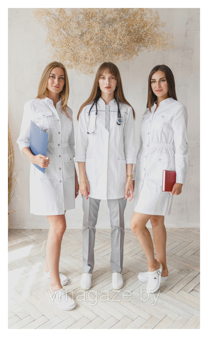 Медицинский халат, женский (без отделки, цвет белый) - фото 7 - id-p176540834
