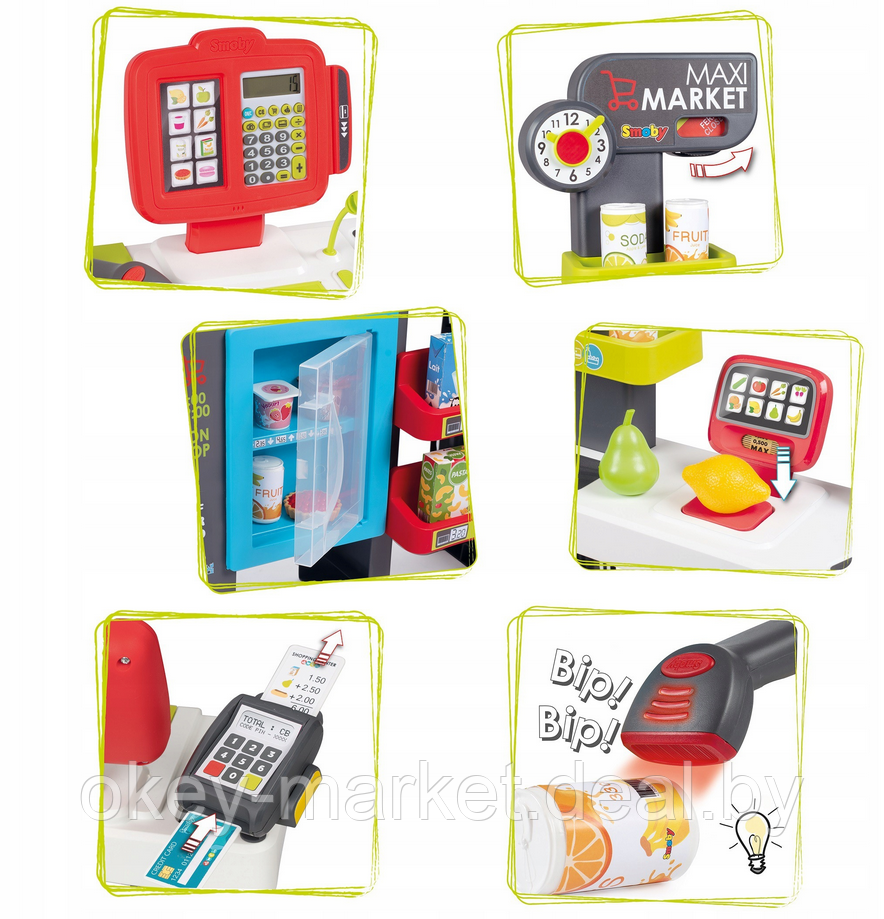 Интерактивный супермаркет Smoby MAXI Market с тележкой 350235 - фото 4 - id-p176553565