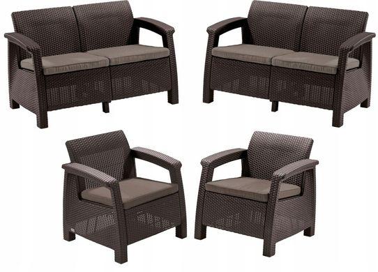 Набор садовой мебели Keter Corfu Rest Set (кресла-2шт, диван-2шт.), коричневый
