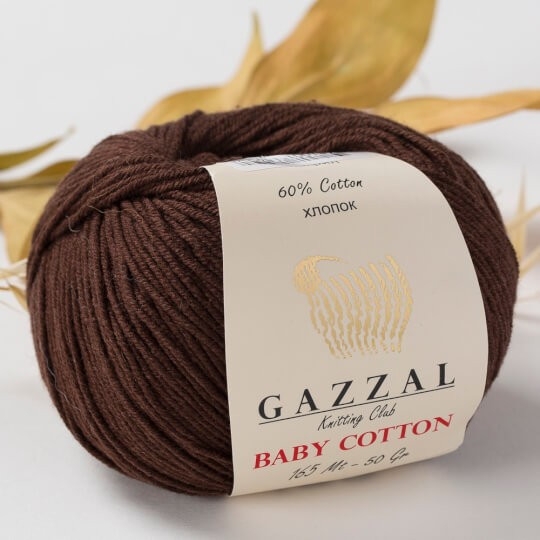Пряжа Gazzal Baby Cotton цвет 3436 коричневый - фото 1 - id-p176554907