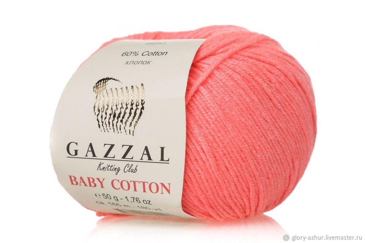 Пряжа Gazzal Baby Cotton цвет 3460 розовый неон