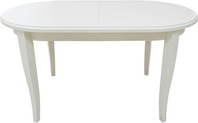 Стол обеденный раздвижной из массива ольхи Кронос белый (Cream White/Белый//Сатин//Серый) фабрика Мебель-Класс